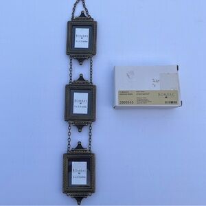 Vintage Bombay Hanging Triple Mini Picture Frame Bronze Made in Taiwan